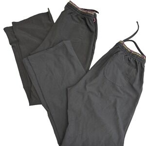 Heartsoul Scrub Pants Set Women's SZ Medium Tall Black Drawstring Elastic Waist